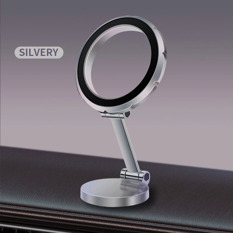 Car Mobile Phone Holder Car Folding Magnetic Suction Car Dashboard Dedicated Navigation Support with 2 Metal Ring Sticker